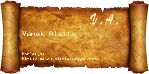 Vanek Aletta névjegykártya